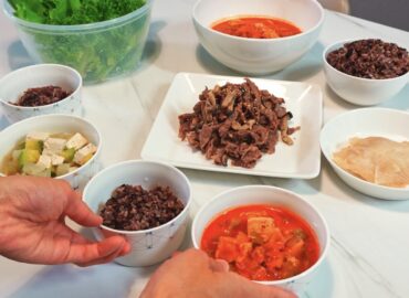 애호박 고추장찌개, 소고기 버섯 무침
